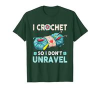Hilo de Ganchillo I Crochet So I Don't Unravel Camiseta, Hombre, Verde Bosque, 3XL