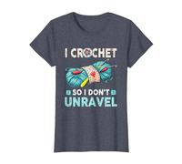 Hilo de Ganchillo I Crochet So I Don't Unravel Camiseta, Mujer, Azul Jaspeado, XS