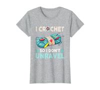 Hilo de Ganchillo I Crochet So I Don't Unravel Camiseta, Mujer, Gris Jaspeado, M