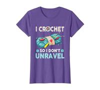Hilo de Ganchillo I Crochet So I Don't Unravel Camiseta, Mujer, Morado Jaspeado, XS