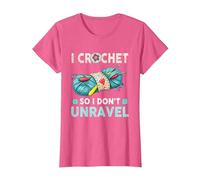 Hilo de Ganchillo I Crochet So I Don't Unravel Camiseta, Mujer, Rosa Jaspeado, L