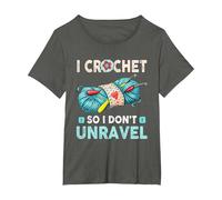 Hilo de Ganchillo I Crochet So I Don't Unravel Camiseta, Mujer Tallas Grandes, Asfalto, 2XL Grande