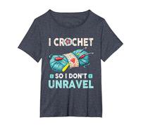Hilo de Ganchillo I Crochet So I Don't Unravel Camiseta, Mujer Tallas Grandes, Azul Jaspeado, 2XL Grande