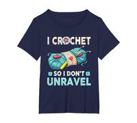 Hilo de Ganchillo I Crochet So I Don't Unravel Camiseta, Mujer Tallas Grandes, Azul Marino, 2XL Grande
