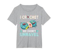 Hilo de Ganchillo I Crochet So I Don't Unravel Camiseta, Mujer Tallas Grandes, Gris Jaspeado, 2XL Grande