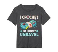 Hilo de Ganchillo I Crochet So I Don't Unravel Camiseta, Mujer Tallas Grandes, Jaspeado Oscuro, 2XL Grande