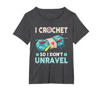 Hilo de Ganchillo I Crochet So I Don't Unravel Camiseta, Mujer Tallas Grandes, Jaspeado Oscuro, 4XL Grande