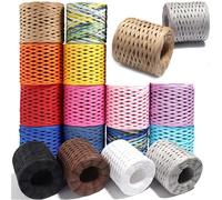 Hilo de ganchillo para tejer 200 metros de papel de rafia natural, cinta de embalaje, hilo de hilo de punto, cuerda de punto para manualidades, festivales, envoltura de regalos (color mixto 21)