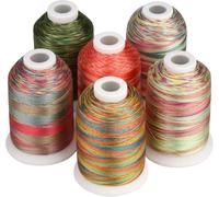 Hilo de ganchillo para tejer, 6 colores, poliéster abigarrado, hilo para máquina de bordar, 1100 yardas (1000 m) para máquinas de coser