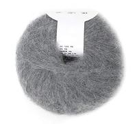 Hilo de Lana Angora Mohair para Tejer, 26g, Material Suave para Crochet, Bufandas, Suéteres, Chales y Sombreros, Gris Claro