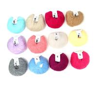 Hilo de Lana de Angora, Hilo de Mohair de Angora Fino Suave, Hilo de Mohair Multicolor Popular, Hilo de Lana Largo para Tejer DIY (1 juego de doce colores)