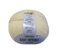 Hilo de lana merino superwash Drops Baby Merino, calibre Sport, 5 cabos, 50 g, 175 m (03 Amarillo Claro)