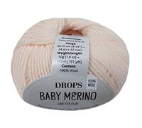 Superwash - Hilo de lana merino Drops Baby Merino, peso deportivo, 5 capas, 1.8 onzas, 191 yardas, la cantidad es por 1 artículo (44 polvo)