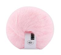 Hilo de lana para tejer Mohair suave, tejido a mano, cálido, ligero, hilo de ganchillo para bricolaje, para chal, bufanda, suéter, color beige, rosa, amarillo, gris, morado, (40 rosa claro)