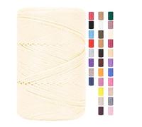 Hilo de macramé de 3 mm x 225 m, cuerda para ganchillo, bolsas de algodón, poliéster, hilo de panadería, cuerda de algodón, hilo de algodón trenzado, cestas de hilo textil (25,1 unidades)