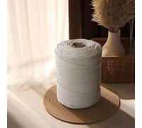 Hilo de Macramé Premium 5 mm x 200 m, Cordón de Algodón Bohemio, Decoración Natural para Manualidades, Tapices