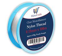 Hilo de Nailon Transparente de 0,15 mm, Hilo Invisible no elástico, Alambre de Pesca Transparente, Hilo de Coser de plástico Transparente para Colgar Decoraciones, Manualidades, Fiestas, Arco de