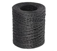 Hilo de papel de rafia natural de 210 m, rollo de hilo de paja colorido para tejer a mano, ganchillo, bricolaje, cestas, sombreros, manualidades (negro)