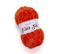Hilo de piel de fábula Yarnart (100 gr), hilo de piel suave grueso y esponjoso, hilo de piel sintética mullida, hilo de pestañas para ropa de punto de ganchillo, hilo súper voluminoso (980)