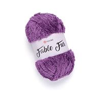Hilo de piel de fábula Yarnart (100 gr), hilo de piel suave grueso y esponjoso, hilo de piel sintética mullida, hilo de pestañas para ropa de punto de ganchillo, hilo súper voluminoso (979)