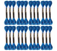 Hilo de punto de cruz, hilo de bordar, 24 piezas, hilo trenzado azul brillante hecho a mano, ovillos de algodón para coser flores, frutas, animales, escenas naturales, personajes