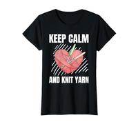 Hilo de Punto Keep Calm, Vintage, Estilo Grunge, Amante de Tejer Camiseta, Mujer, Negro, XS