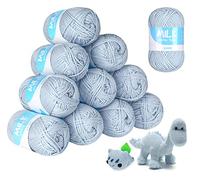 Hilo de punto trenzado de 12 x 50 g, bolas de hilo trenzado a mano hilo ganchillo 100% acrílico para tejer,hilo para adultos o bebés muy suave para cualquier proyecto de punto y ganchillo,azul gris