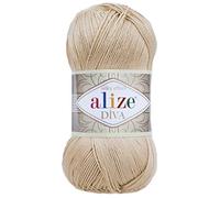 Hilo de tejer a mano 100% microfibra acrílico hilo Alize Diva efecto seda hilo ganchillo arte encaje artesanía lote de 4 madejas 400gr 1532yds color (368 camel)