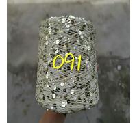 Hilo de tejer con lentejuelas brillantes, Hilo de algodón 99% de 250 g con lentejuelas de 6 mm y 3 mm for tejer a mano y hacer ganchillo, multicolor(250g 091)