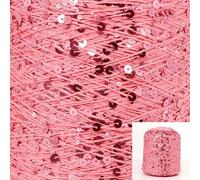 Hilo de tejer con lentejuelas brillantes, Hilo de lentejuelas de algodón, 50 g, madeja multicolor, 6 mm, 3 mm, for tejer a mano.(Aj078)