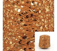 Hilo de tejer con lentejuelas brillantes, Hilo de lentejuelas de algodón, 50 g, madeja multicolor, 6 mm, 3 mm, for tejer a mano.(Aj095)