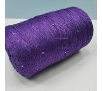 Hilo de tejer con lentejuelas brillantes, Hilo de mezcla de algodón, acrílico y seda, 500 g, multicolor, for tejer a mano(Violet)