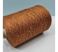 Hilo de tejer con lentejuelas brillantes, Hilo de mezcla de algodón, acrílico y seda, 500 g, multicolor, for tejer a mano(Brown)
