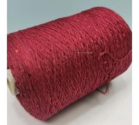 Hilo de tejer con lentejuelas brillantes, Hilo de mezcla de algodón, acrílico y seda, 500 g, multicolor, for tejer a mano(Chili Red)