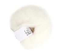 Hilo de tejer de lana mohair suave hilo de lana largo Angora caliente con ganchillo para tejer bufandas suéter artesanía(01 white)