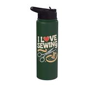Hilo de tijeras de corazón I Love Sewing Stainless Steel Insulated Water Bottle