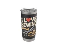 Hilo de tijeras de corazón I Love Sewing Vaso térmico de acero inoxidable de doble pared