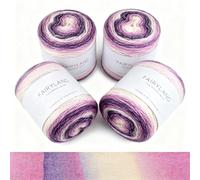 Hilo Degradado Para Tejer,4 Piezas 100% Algodón Ovillo De Lana Para Ganchillo,Ovillo De Lana Degradado Para Suéteres,Gorros,Bufandas Y Mantas,4 x100g,Color Morado