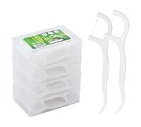 Hilo Dental 200 Piezas con Mango y Mondadientes, Palillo de Dientes Plástico, Floss Sticks para Cuidado Dental Interdentales 4 Cajas Portatiles -50pcs/ Paquete