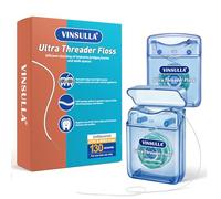 Hilo Dental con Pasa-Fil para Anillos e Implantes - 2 en 1 - Hebras Precortadas 130 Piezas (Juego de 2) - Cerado - Sin Sabor