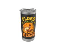 Hilo dental de Acción de Gracias Como Un Jefe Pavo Peregrino Flossing Fall Vaso térmico de acero inoxidable de doble pared