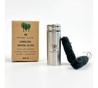 Hilo dental de carbón de bambú biodegradable vegano con recipiente de acero inoxidable rellenable, 33 yardas x2 | Recambio extra de hilo | Cera natural de Candelilla | menta | Eco Zero Waste Oral Care