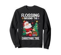 Hilo Dental de Papá Noel Alrededor del árbol de Navidad Luces de Navidad Sudadera