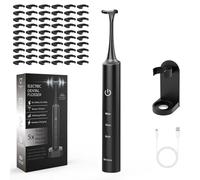 Hilo dental eléctrico con 50 cabezales de repuesto, 3 modos, 800 mAh, recargables, para el cuidado de las encías de los dientes (negro, carga tipo C)