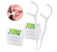 Hilo Dental - Meersee 300 piezas Seda Dental Palo Hilo Dental Pre-cortadas Seda de Dientes, Pack de 6