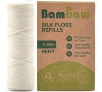 Hilo Dental Seda | Recambios Hilo Dental | Hilo Dental Biodegradable Sostenible | Con Olor a Menta | Higiene Dental | 2 x 50m | Bambaw