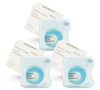 Hilo Dental Tejido Infundido Aceite de Coco, Vegano Sin Crueldad, Ultra-Suave para Encívas Sensibles, Implantes, Coronas, Ortodoncia, Se Ensancha Limpieza Profunda, 3 Rollos 33 Yardas, 6 Meses