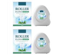 Hilo dental tipo rollo de operación con una sola mano, sabor refrescante a menta, 50 metros para un uso fácil, limpieza profunda indolora, cuidado bucal diario suave y eficaz, portátil.