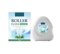 Hilo dental tipo rollo de operación con una sola mano, sabor refrescante a menta, 50 metros para un uso fácil, limpieza profunda indolora, cuidado bucal diario suave y eficaz, portátil.