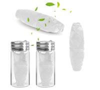 Hilo Dental Vegano, 2 x 30m Sin Plástico Hilo Dental Biodegradable Hilo Dental con Olor a Menta Bote Dispensador Reutilizable de Cristal Hilo Dental Sostenible Higiene Dental, Blanco